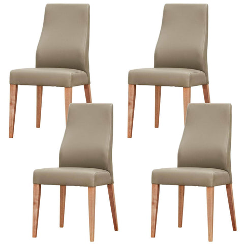 Dining Chair Set Of 4 Pu Leather Seat Solid Messmate Timber - Silver