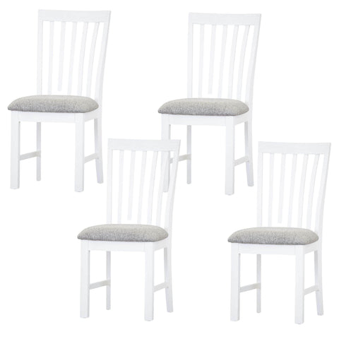 Dining Chair Set Of 4 Solid Acacia Timber Wood Coastal Furniture - White