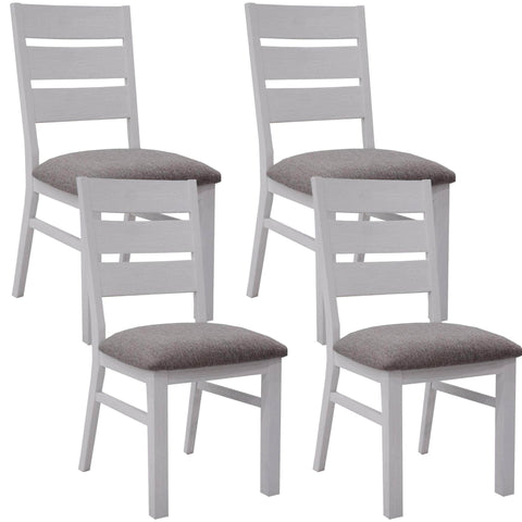 Dining Chair Set Of 4 Solid Acacia Wood Dining Furniture - White Brush