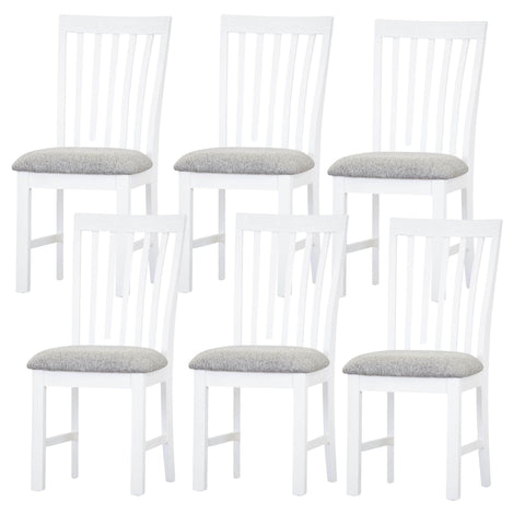 Dining Chair Set Of 6 Solid Acacia Timber Wood Coastal Furniture - White