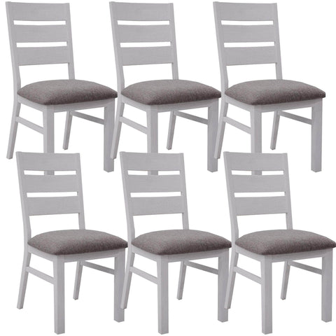 Dining Chair Set Of 6 Solid Acacia Wood Dining Furniture - White Brush