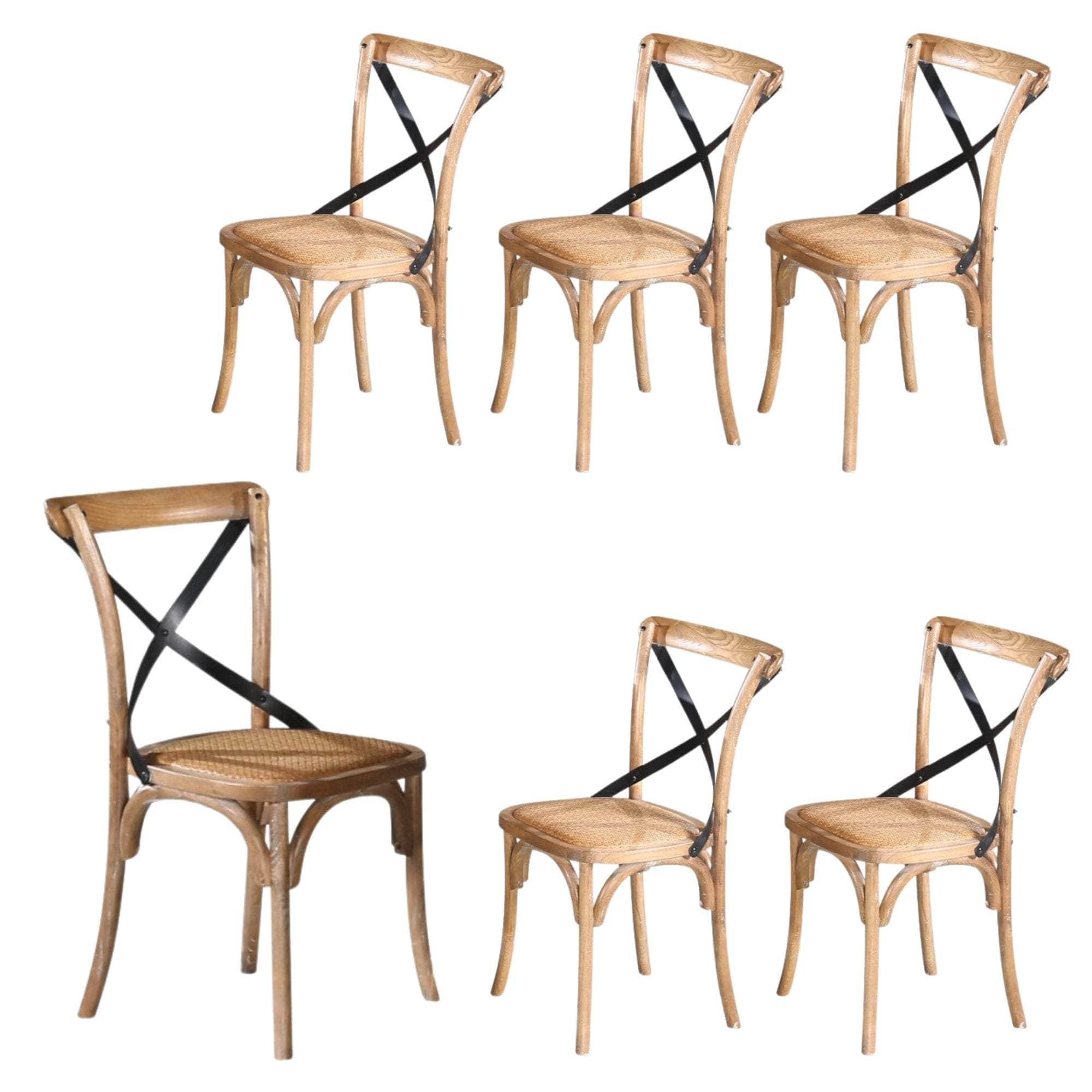 Dining Chair X-Back Birch Timber Wood Woven Seat Natural