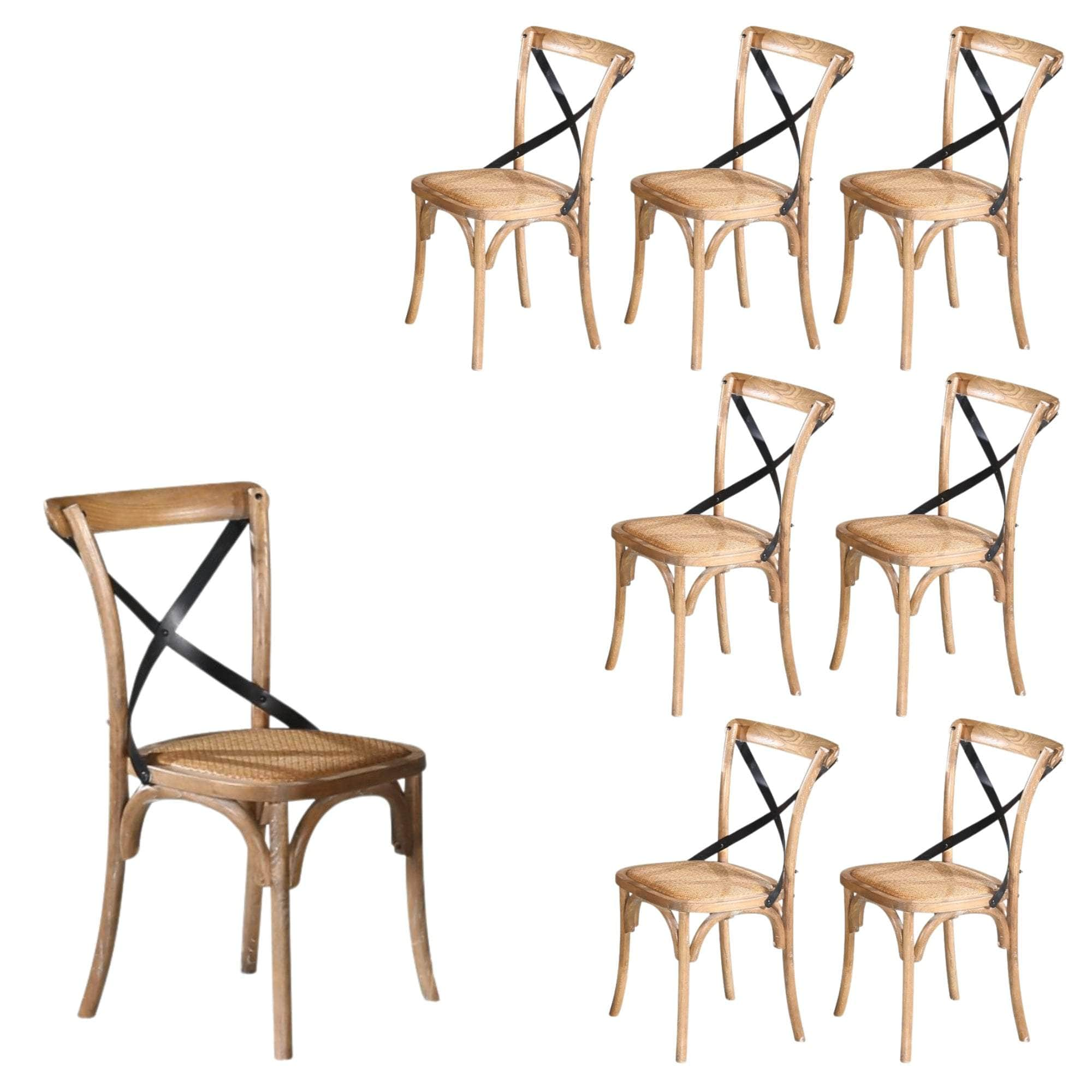 Dining Chair X-Back Birch Timber Wood Woven Seat Natural