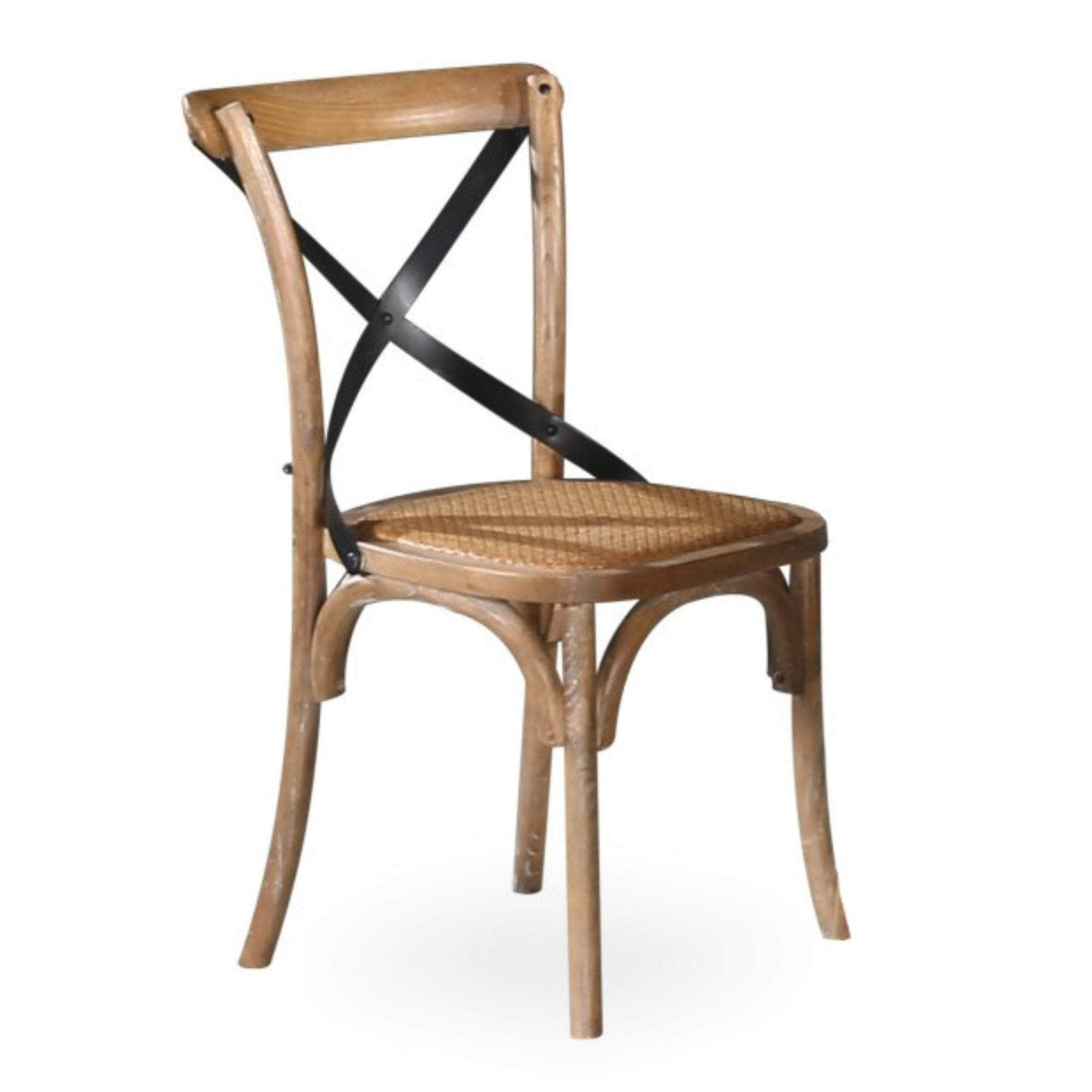 Dining Chair X-Back Birch Timber Wood Woven Seat Natural