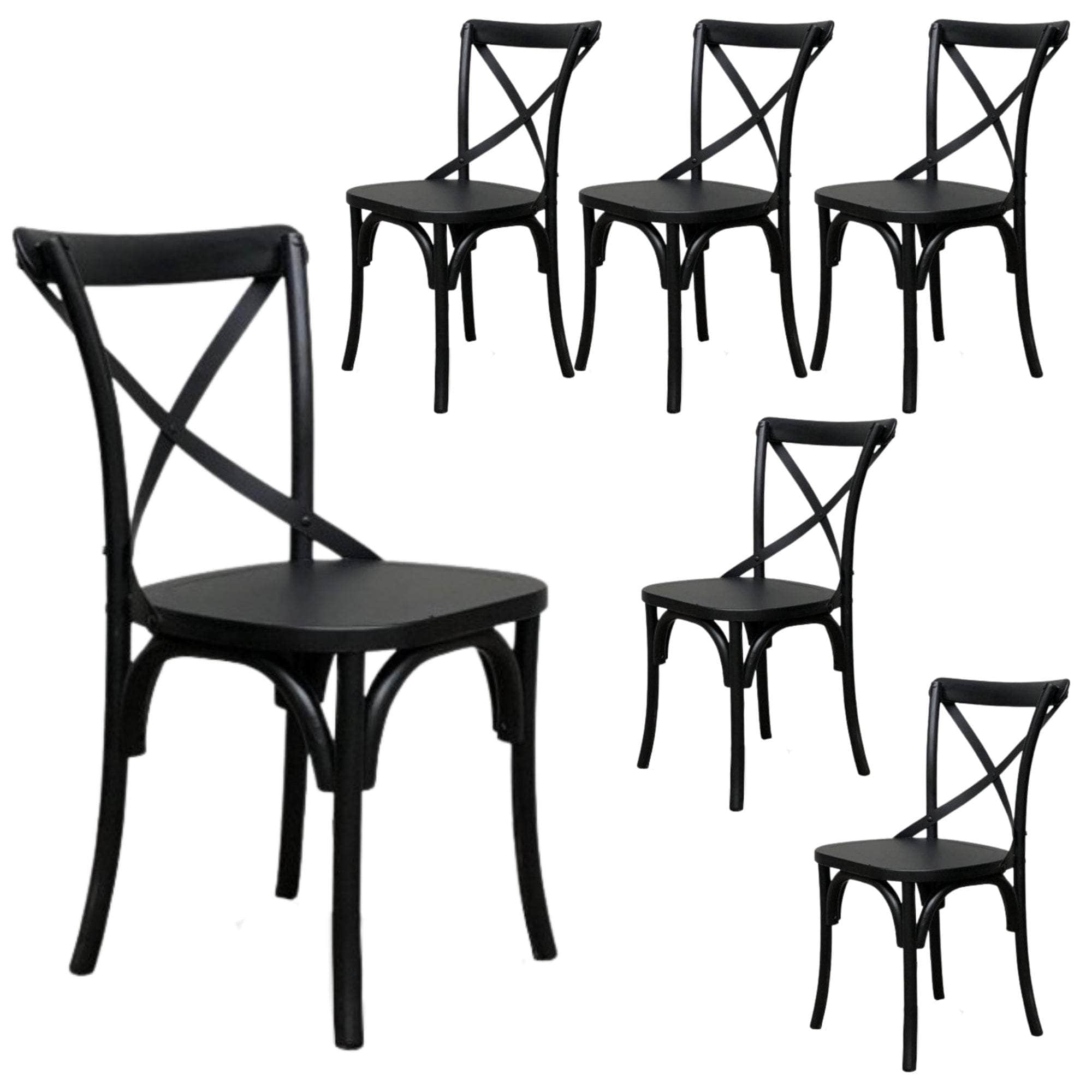 Dining Chair X-Back Solid Timber Wood Seat Black