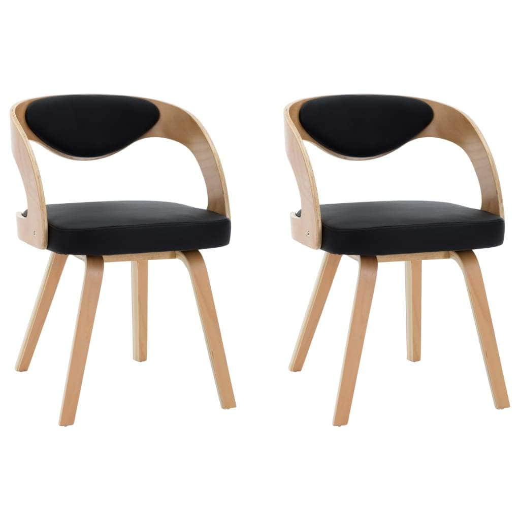 Dining Chairs 2 pcs Black Bent Wood and Leather