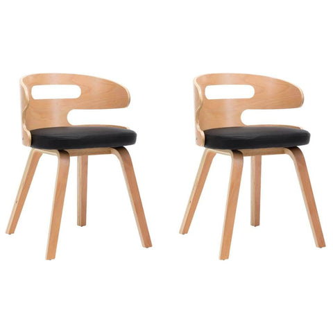 Dining Chairs 2 pcs Black Bent Wood and Leather