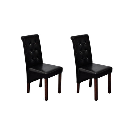 Dining Chairs 2 pcs Black Leather