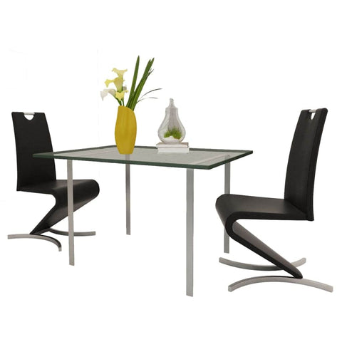 Dining Chairs 2 pcs Black Leather