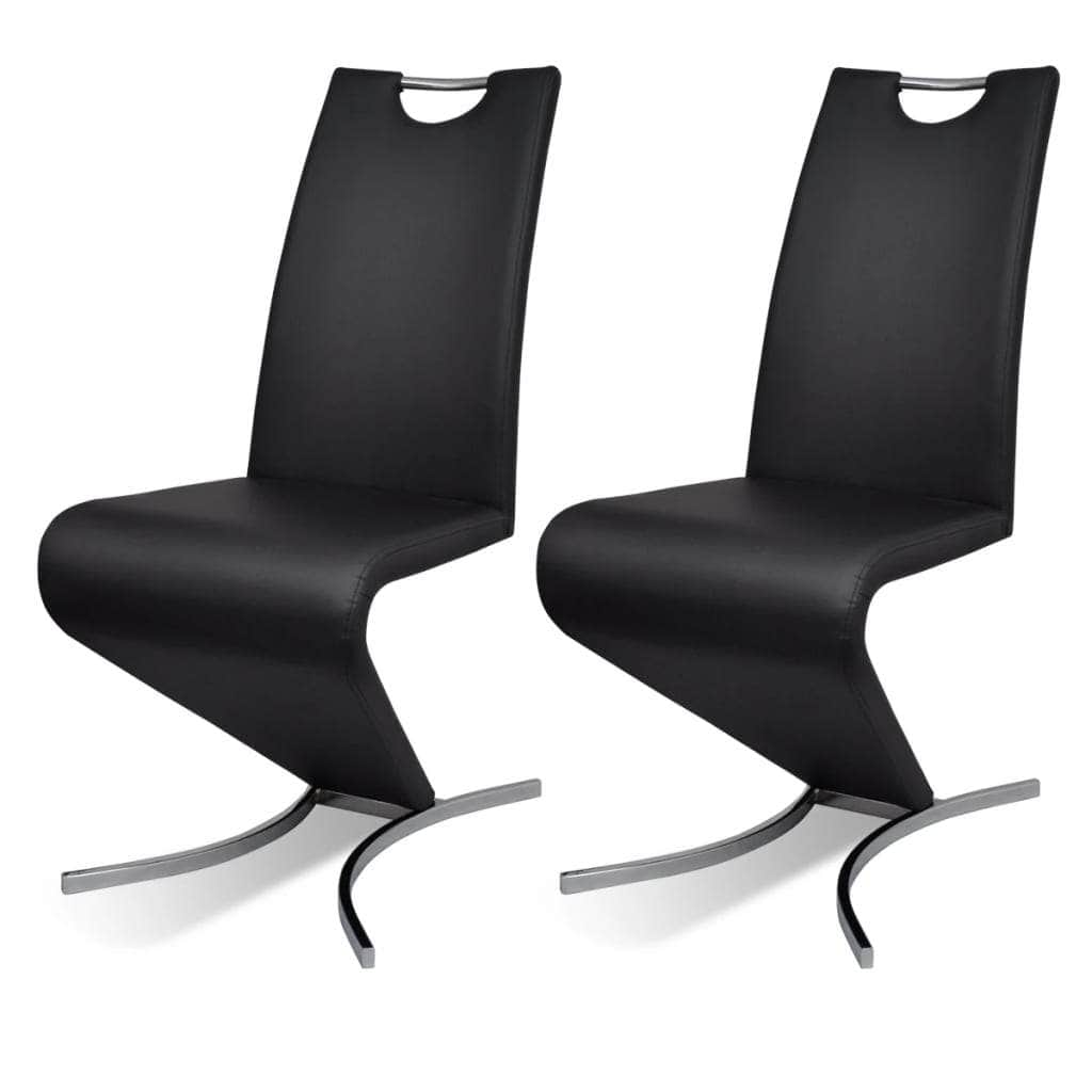 Dining Chairs 2 pcs Black Leather