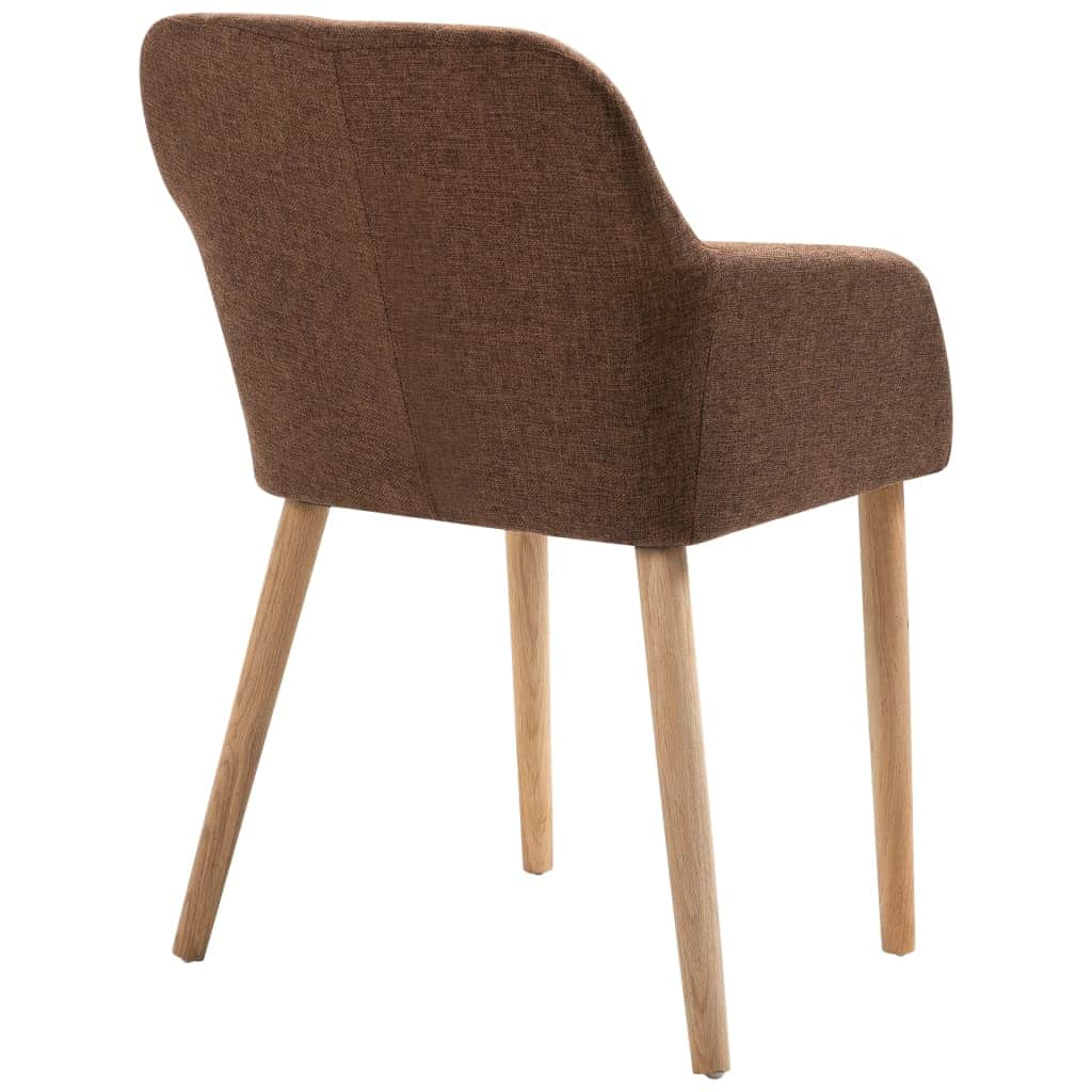 Dining Chairs 2 pcs Brown Fabric and Solid Oak Wood