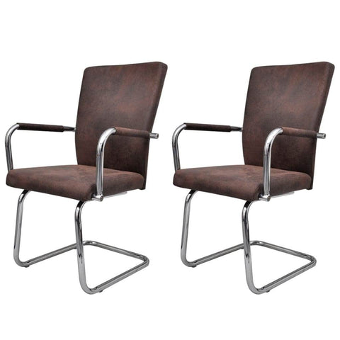 Dining Chairs 2 pcs 'Brown Faux Leather