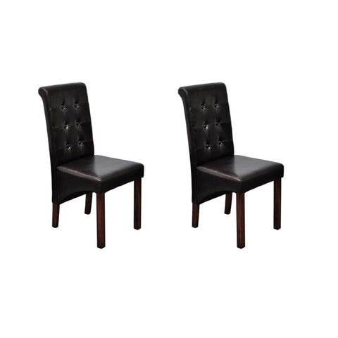 Dining Chairs 2 pcs Brown Leather