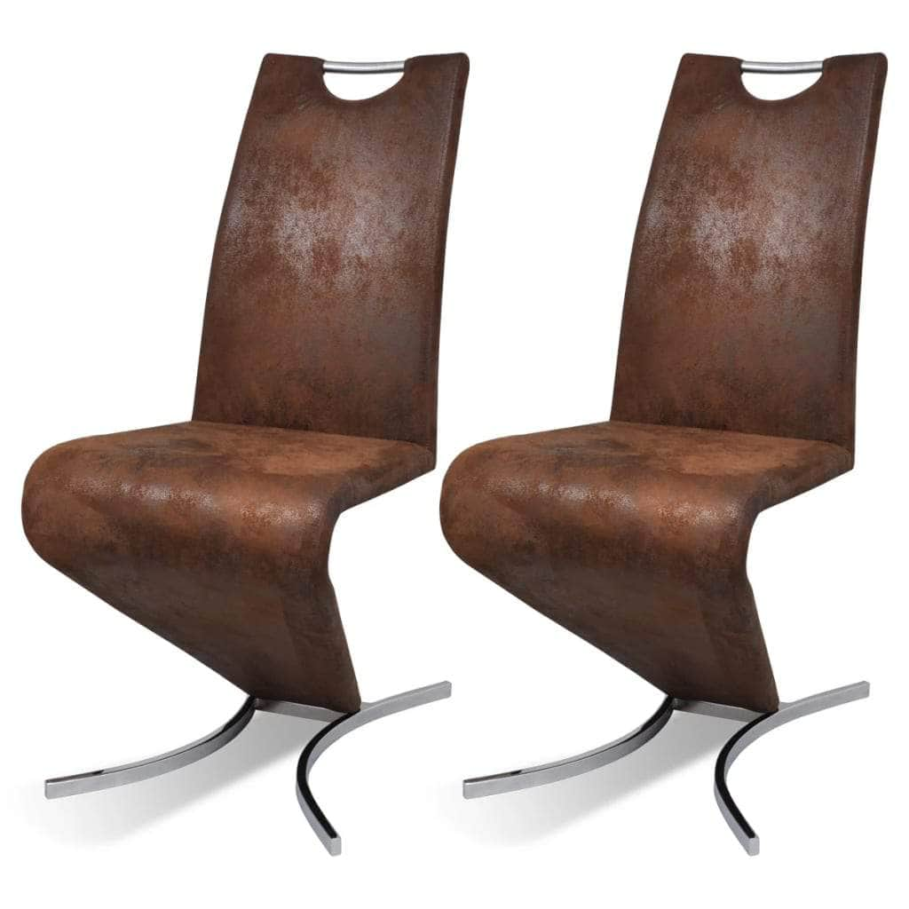 Dining Chairs 2 pcs Brown Leather