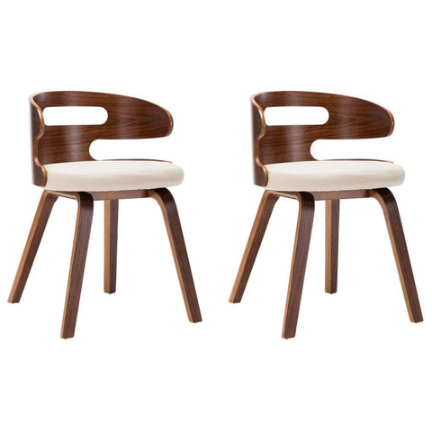 Dining Chairs 2 pcs Cream Bent Wood and Leather