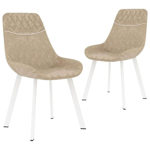 Dining Chairs 2 pcs Cream faux Leather