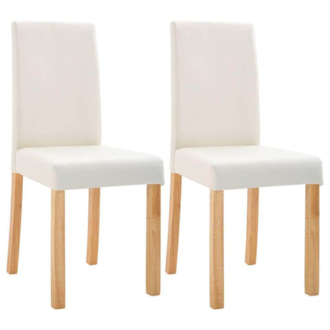 Dining Chairs 2 pcs Cream Leather