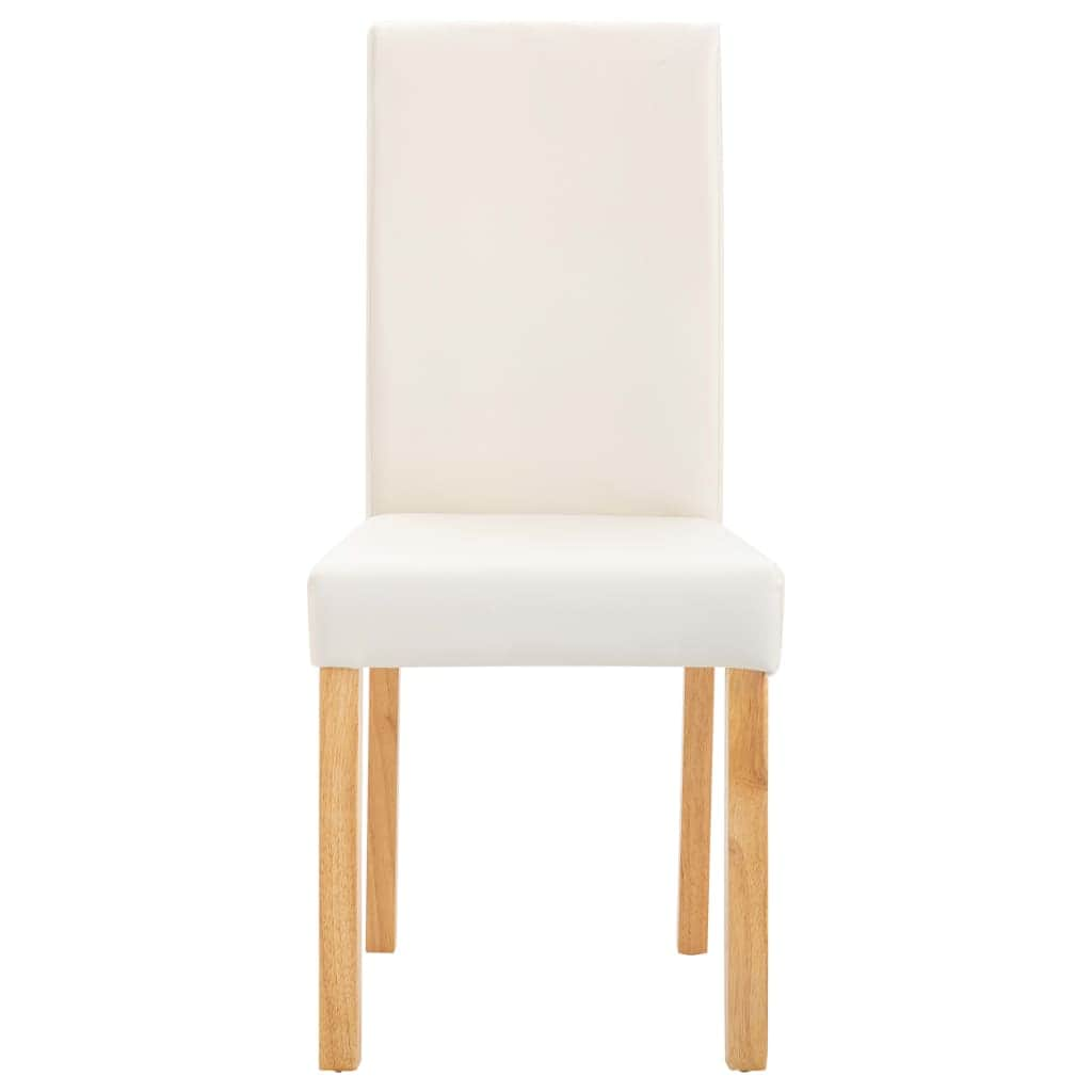 Dining Chairs 2 pcs Cream Leather