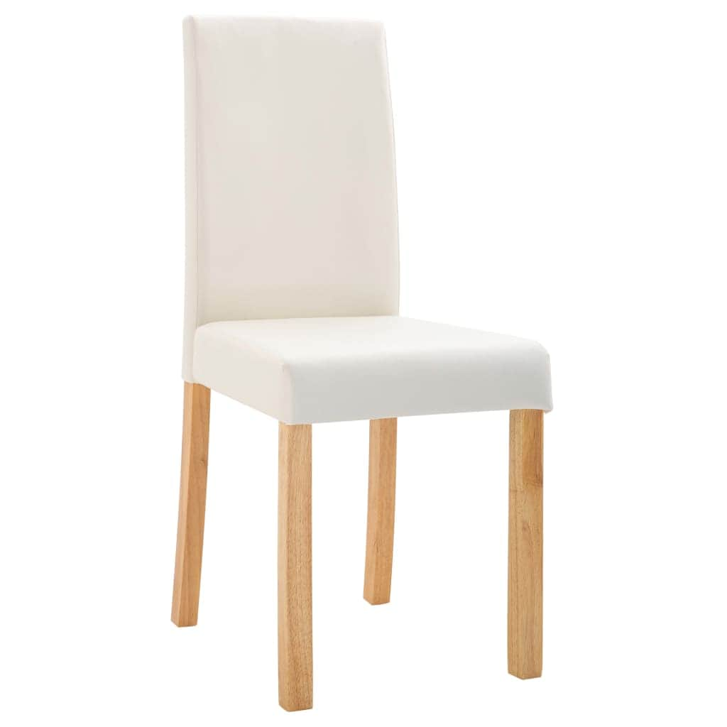 Dining Chairs 2 pcs Cream Leather