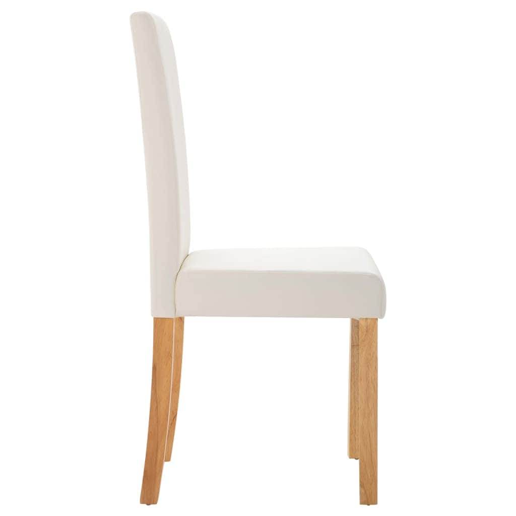 Dining Chairs 2 pcs Cream Leather