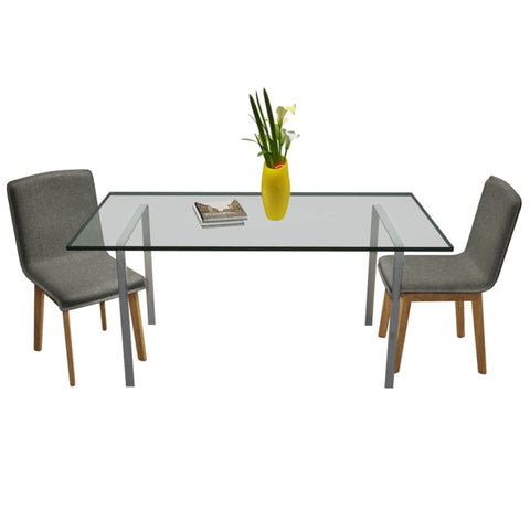 Dining Chairs 2 pcs Light Grey Fabric and Solid Oak Wood