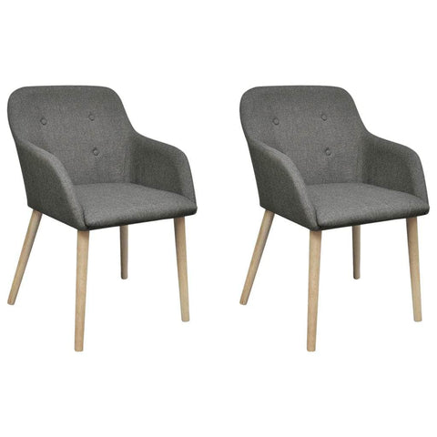 Dining Chairs 2 pcs Light Grey Fabric and Solid Oak Wood