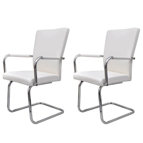 Dining Chairs 2 pcs 'White Faux Leather