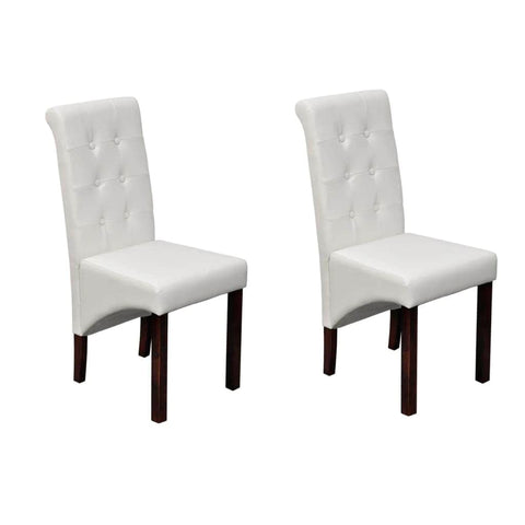 Dining Chairs 2 pcs White Leather