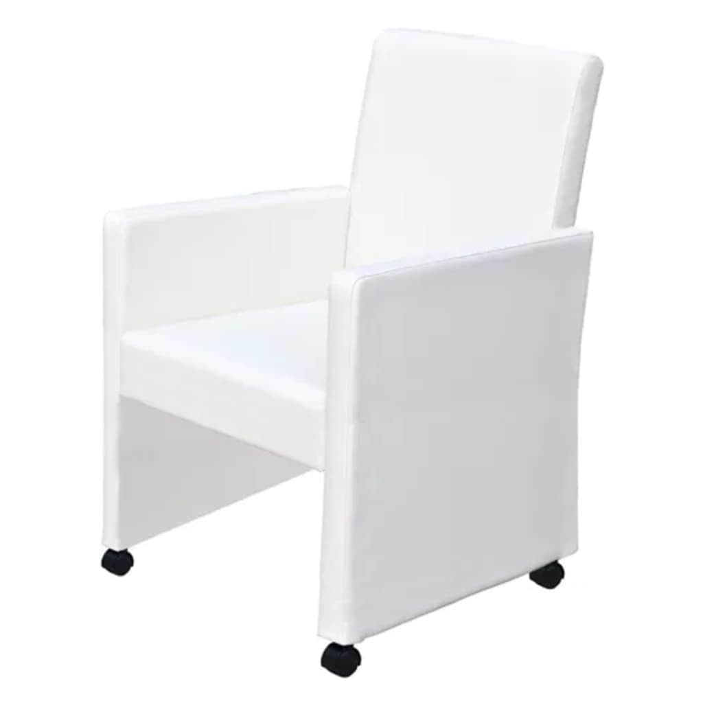 Dining Chairs 2 pcs White Leather