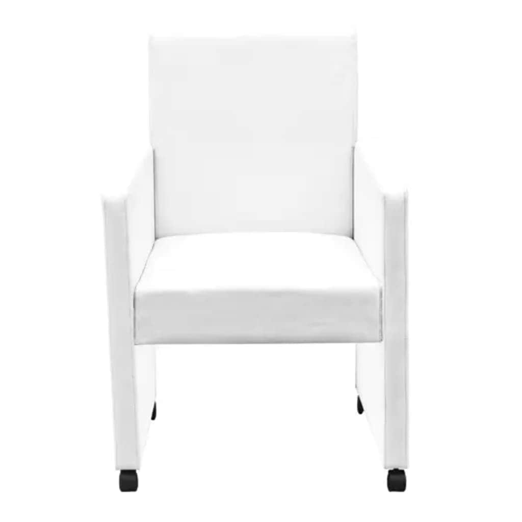 Dining Chairs 2 pcs White Leather