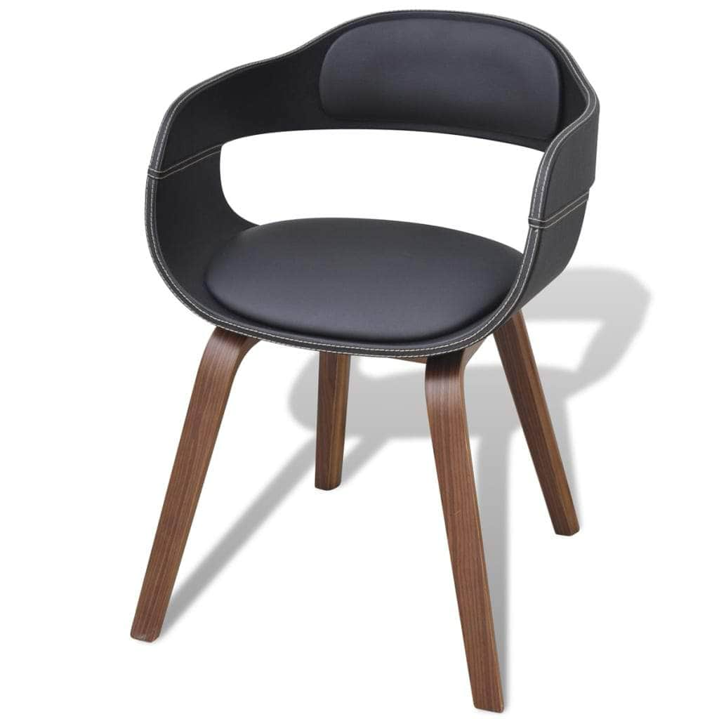 Dining Chairs 4 pcs Black Bent Wood and Leather