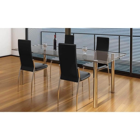 Dining Chairs 4 pcs Black Leather