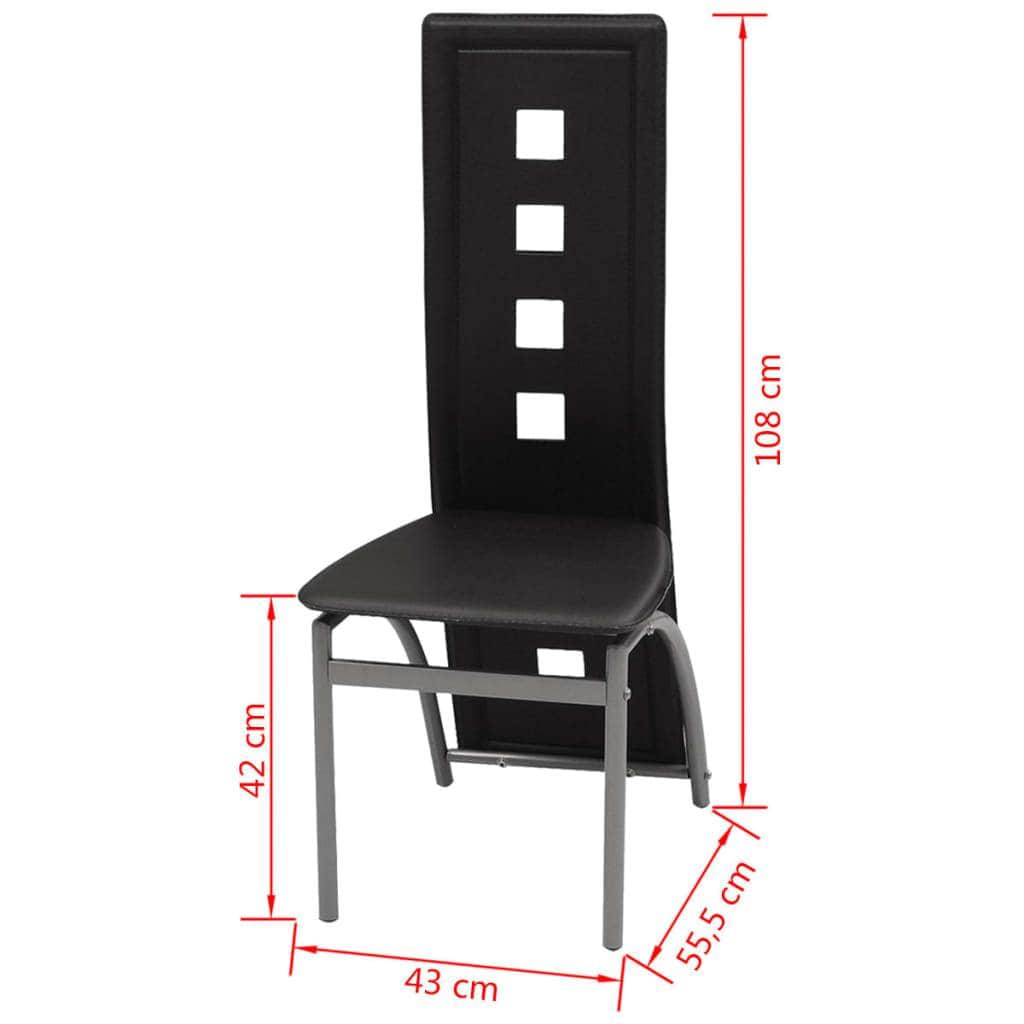 Dining Chairs 4 pcs Black Leather