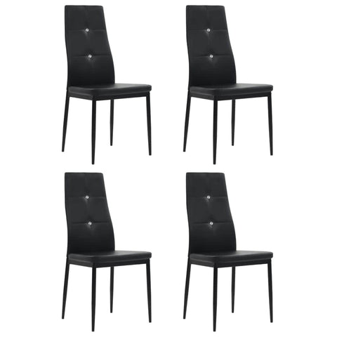 Dining Chairs 4 pcs Black Leather