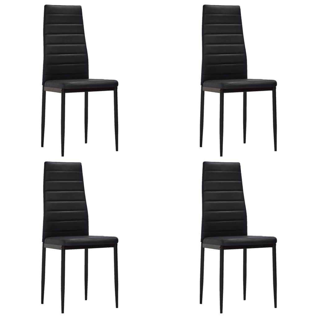 Dining Chairs 4 pcs Black Leather