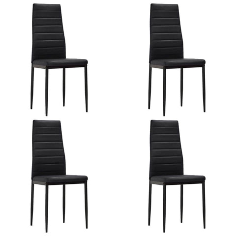 Dining Chairs 4 pcs Black Leather