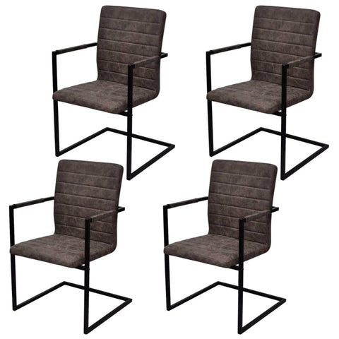 Dining Chairs 4 pcs Brown Leather