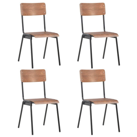 Dining Chairs 4 pcs Brown Solid Plywood Steel