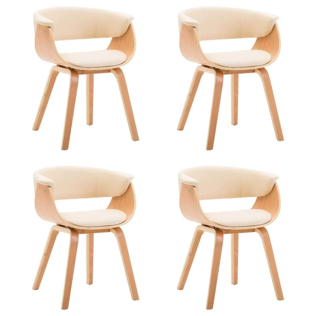 Dining Chairs 4 pcs Cream Bent Wood and Leather