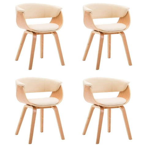 Dining Chairs 4 pcs Cream Bent Wood and Leather