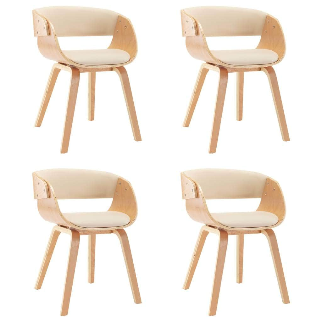 Dining Chairs 4 pcs Cream Bent Wood and Leather