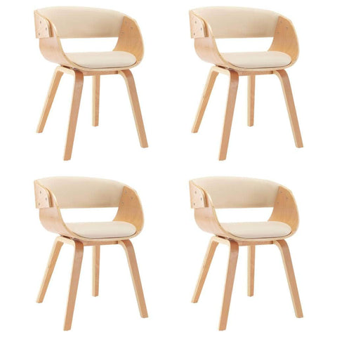 Dining Chairs 4 pcs Cream Bent Wood and Leather