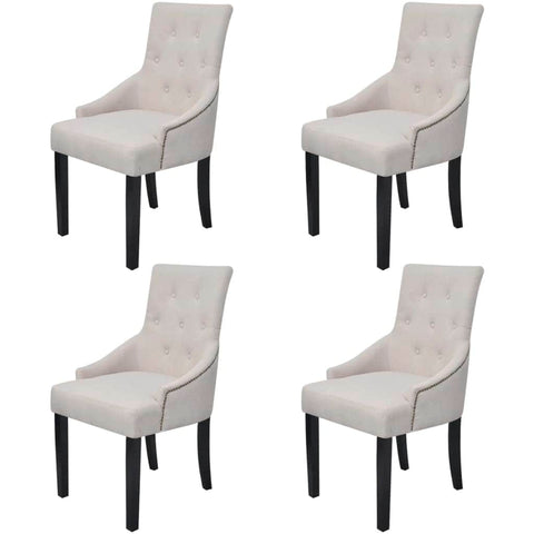 Dining Chairs 4 pcs Cream Fabric