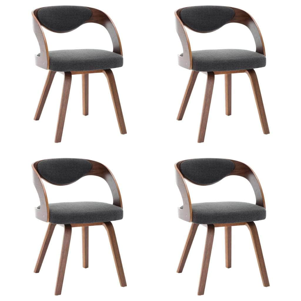 Dining Chairs 4 pcs Dark Grey Bent Wood and Fabric