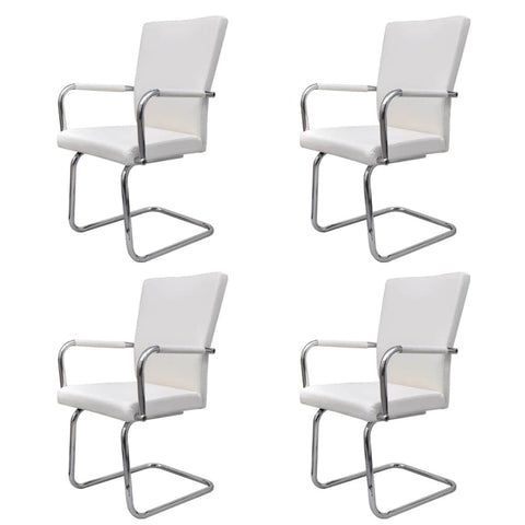 Dining Chairs 4 pcs faux Leather -White