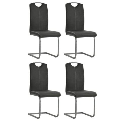 Dining Chairs 4 pcs Grey Leather