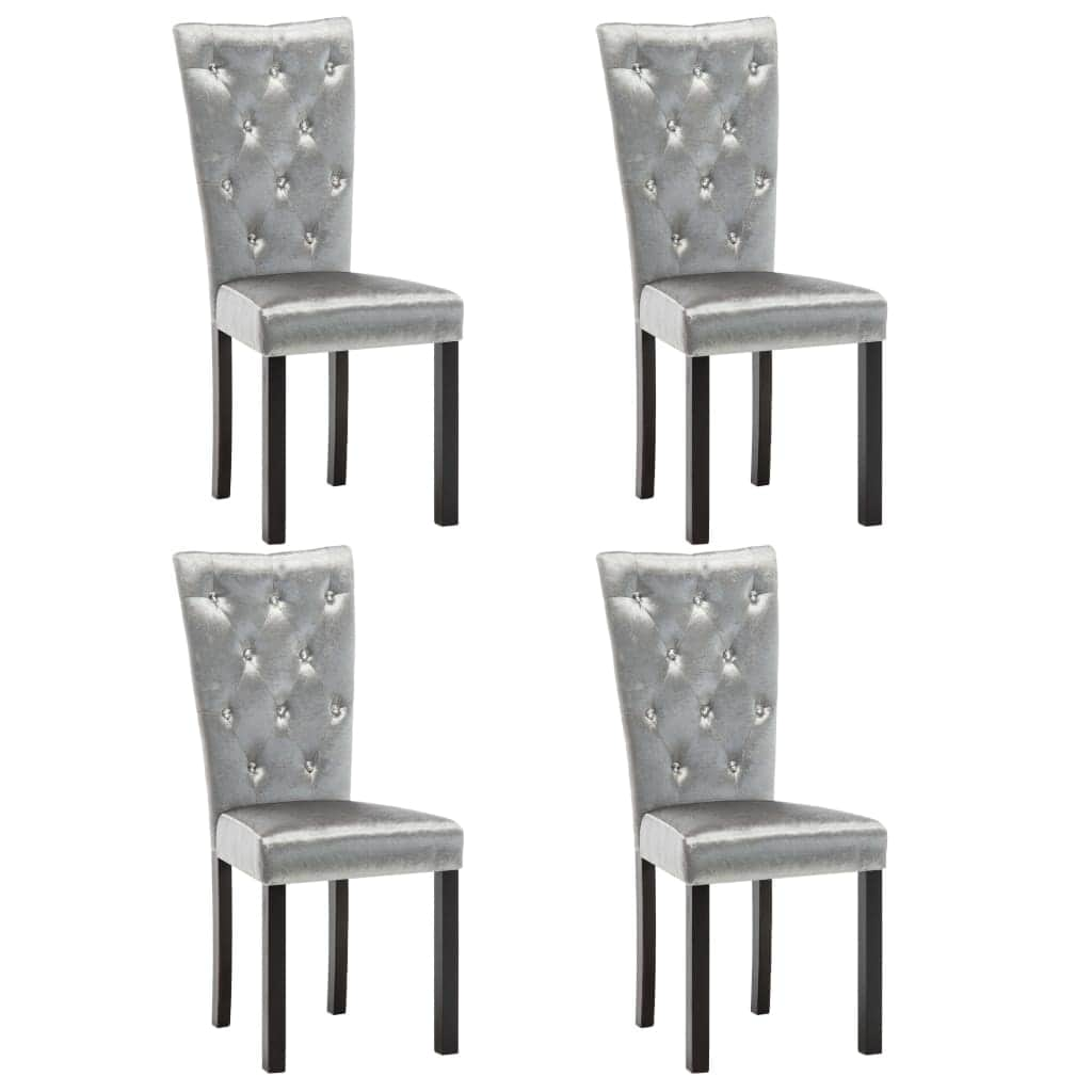 Dining Chairs 4 pcs Silver Velvet