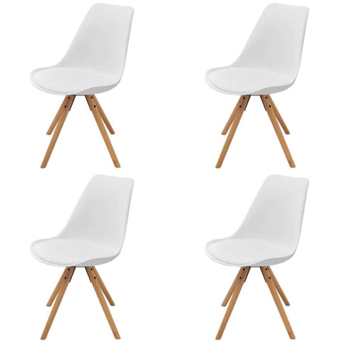 Dining  Chairs 4 pcs White Faux Leather