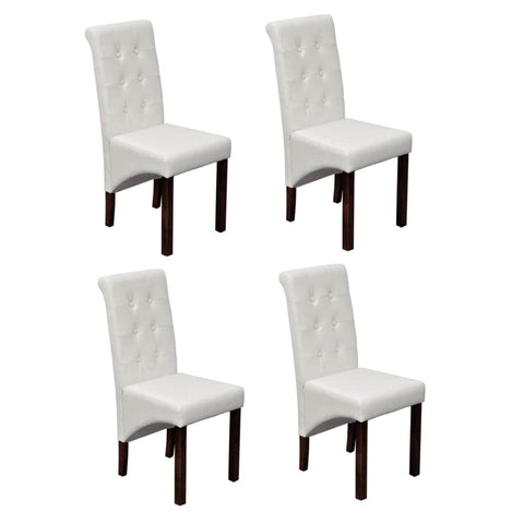 Dining Chairs 4 pcs White Leather