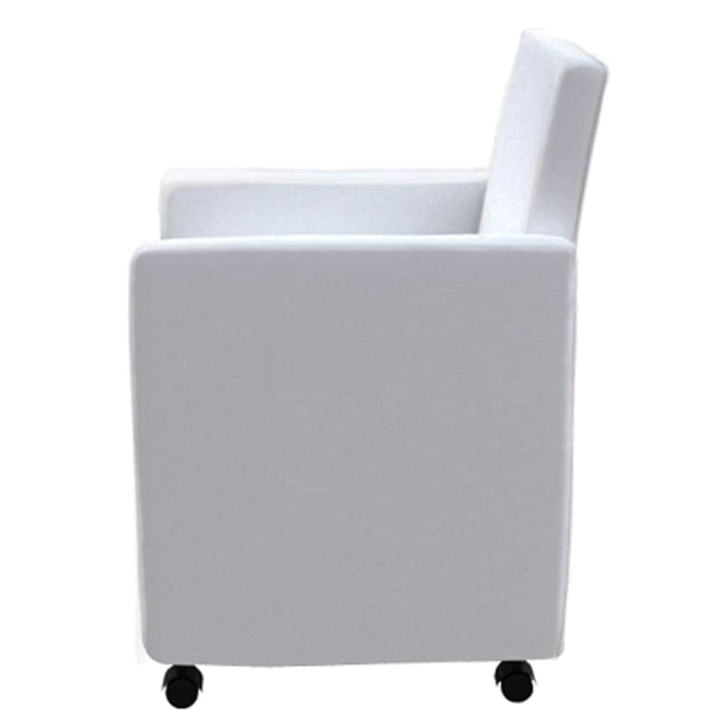 Dining Chairs 4 pcs White Leather